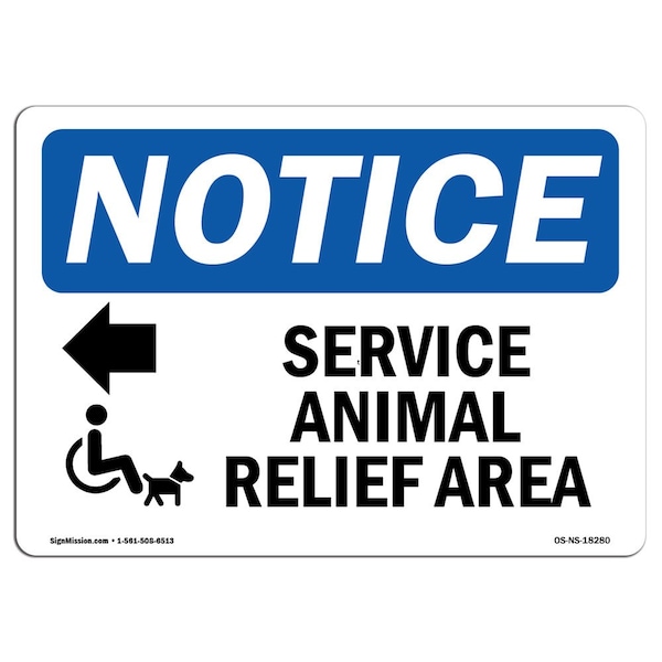 Sign, 3.5" H, Service Animal Relief Area (Left Sign, Landscape, NS-D-35-L-18280-10PK